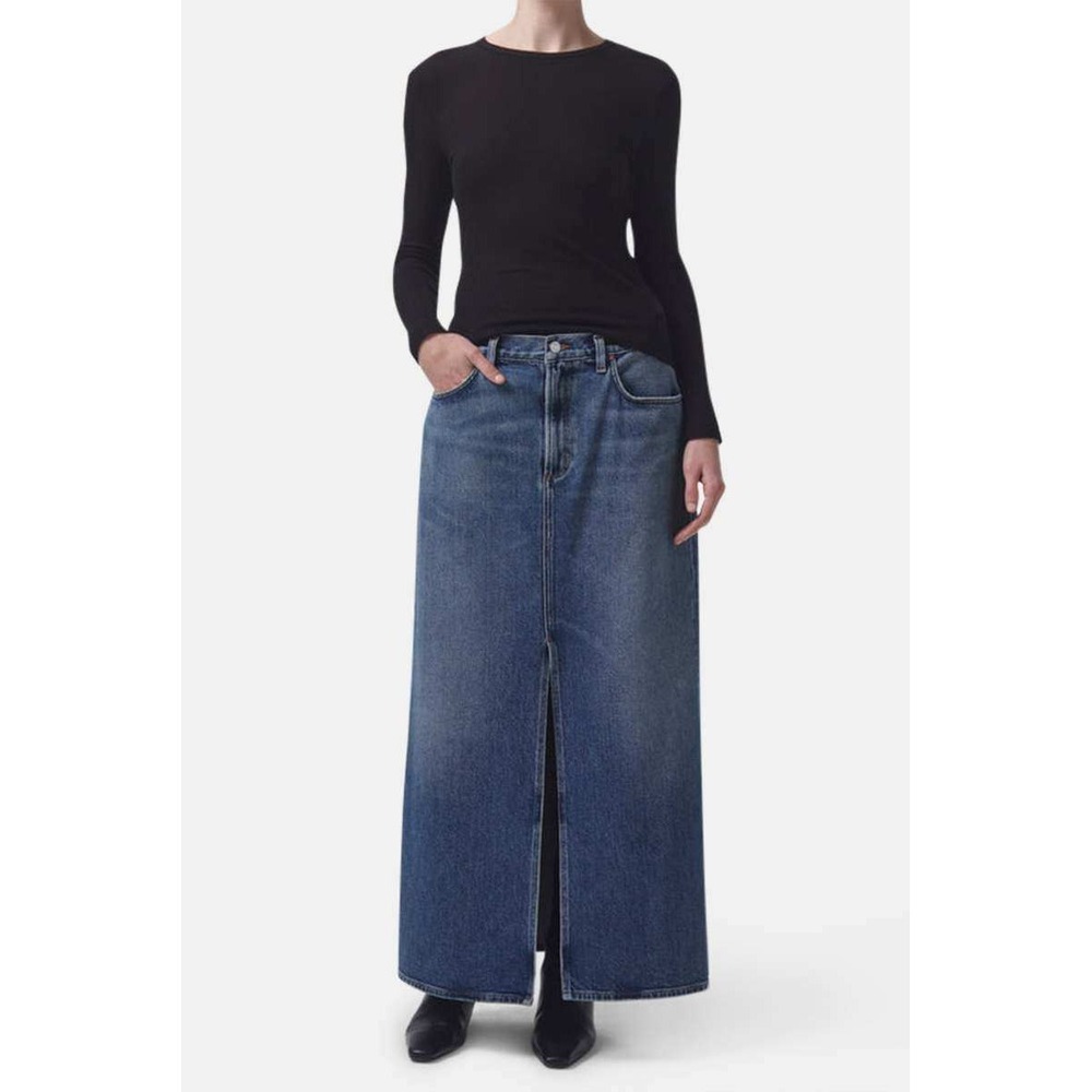 Agolde Leif Longline Denim Skirt Size 28 Swing Timeless 90s Baggy Country Rodeo